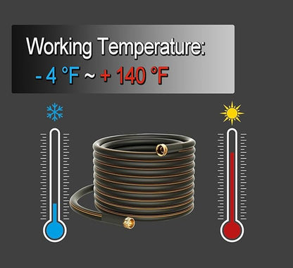 Atlantic Heavy Duty Garden Hose 20 ft x 5/8 Inch Black Color Short Connection Leader Hose with Solid Brass Connectors (20 Feet)