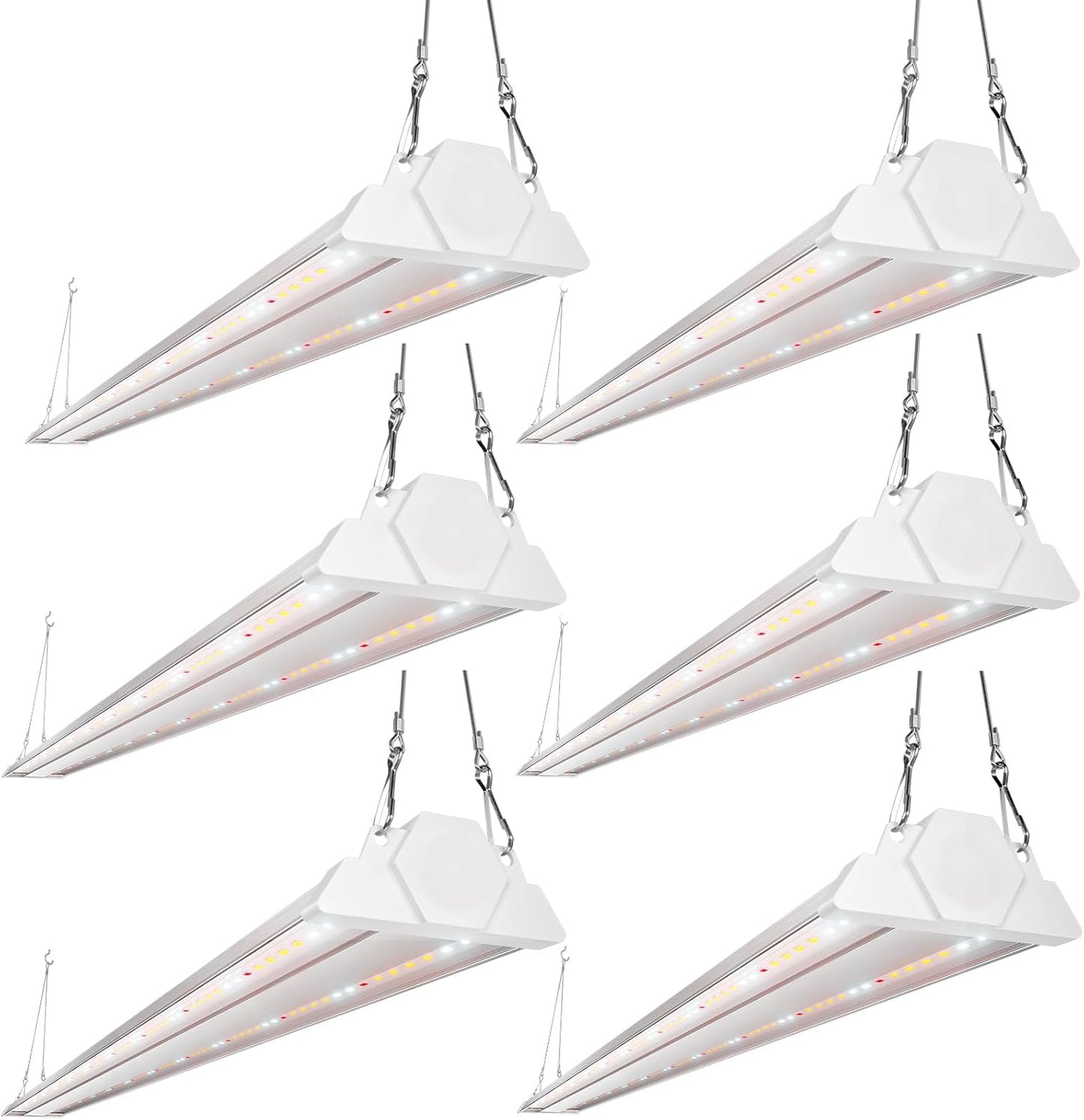 FREELICHT 6 Pack 4ft LED Grow Light, 60W (350W Equivalent), Sunlike Full Spectrum Integrated Plant Light for Hydroponic Indoor Plant Succulent Seedling Veg and Flower, Plug in with On/Off Switch