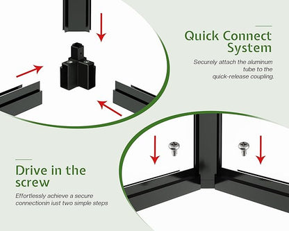 Jocisland 8x16x7.5 FT Polycarbonate Greenhouse with Quick Connectors, Outdoor Aluminum Greenhouses with Ventilation and Rain Gutter, Large Walk in Greenhouse for Backyard Garden, Black