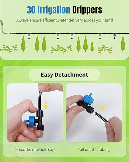 Pawfly Push-to-Fit Drip Irrigation Emitters 1 GPH Pressure Compensating Drippers with Constant Water Flow Irrigation Drippers Drip Emitters Drip Irrigation System Parts for 1/4 Inch Tubing, 30 Pcs