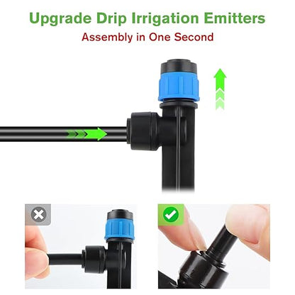 Kalolary Drip Irrigation Emitters, 50PCS Adjustable 360 Degree Water Flow Drippers Emitters for 1/4" Drip Irrigation System Tubing, Garden Irrigation Drippers for House Garden Flower beds(Blue)