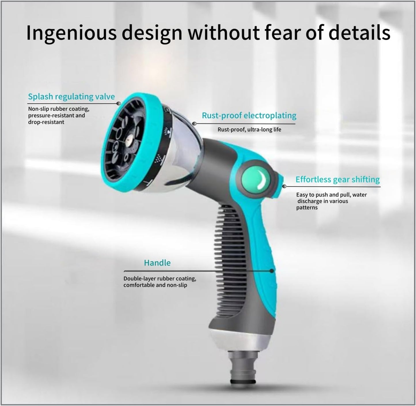High Pressure Hose Nozzle - 10 adjustable spray modes, thumb control valve, durable zinc alloy, perfect for gardening, car washing and pet showering