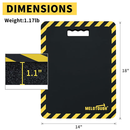 MELOTOUGH Kneeling Pads for Work, Soft Foam Kneeling pad for Gardening, Auto-Repair, Cleaning, Flooring, Water Resistant, Shock Absorption, 18"x14"x1.1" (Black)