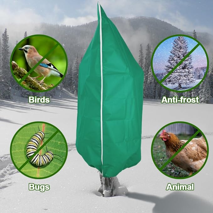 2 Pack Winter Plant Covers Freeze Protection - 23.6"×31.5" Winter Frost Protection Bags for Outdoor Plants with Drawstring, Reusable Anti-Freeze Cloth for Garden & Potted Plants