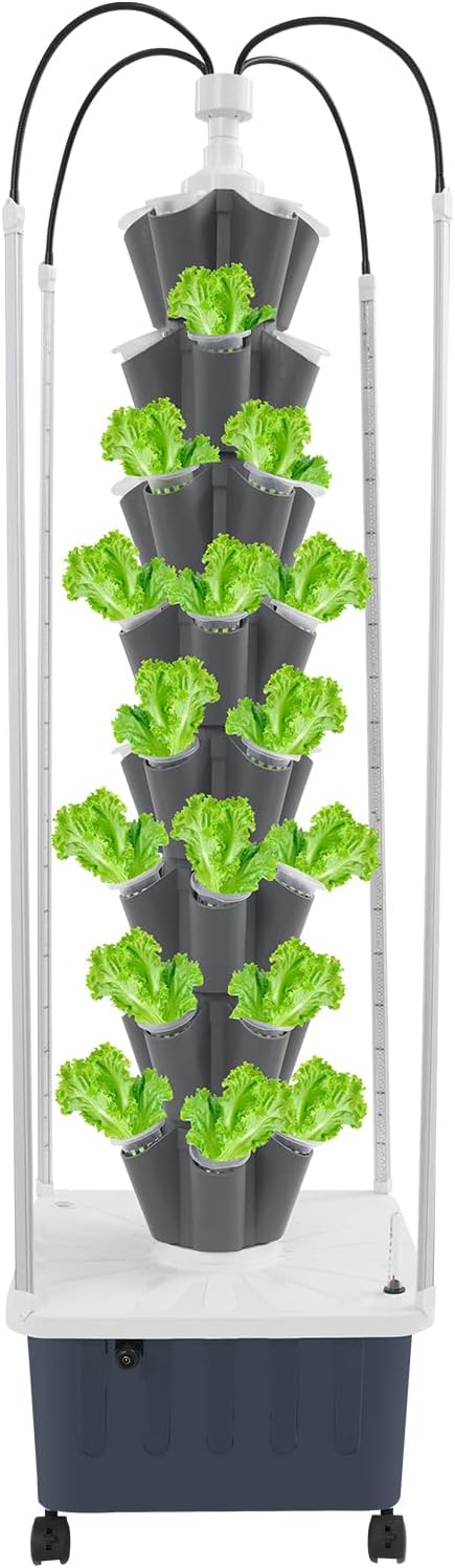 Hydroponics Growing System Kits, Indoor Garden System with LED Light, 40 Pods Planter Indoor Gardening for Vegetables, Herbs, and Miniature Greens (Gray)