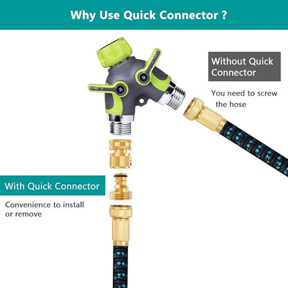 FINEST+ Garden Hose Quick Connector, Solid Brass 3/4 Inch Thread Fitting No-Leak Water Hose Female and Male Easy Connect (4 Sets)