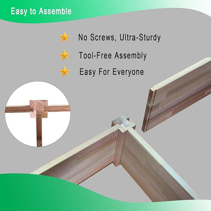 Western Red Cedar Raised Garden Bed (8ft L x 2ft W x 9in H), Wood Planter Box with Multiple Acessories for Growing Herbs, Vegetables, Flowers