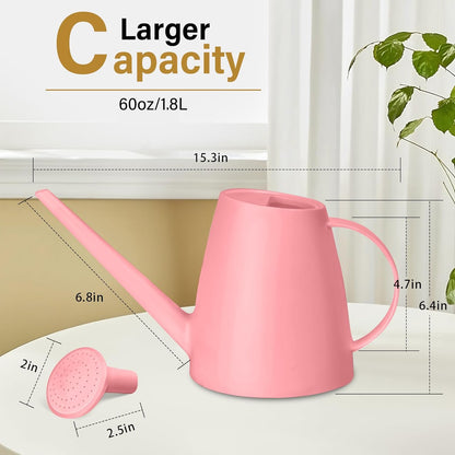 Plastic Watering Can - for Home Plant Garden - 1/2 Gallon - Pink