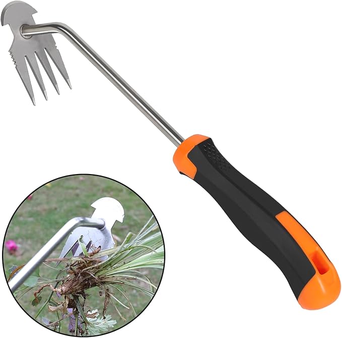 Weed Puller Tool,Portable Garden Weeder Tool,2024 New Gardening Weeding Tools,for Hand Weeder Puller for Vegetable Gardening Backyard Farm Planting & Uprooting Weeding Tool (Rubber Handle)