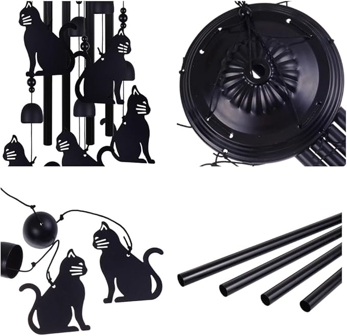 Cats Wind Chimes Outdoor, Memorial Wind Chimes, Mobile Cats Bells, Music Wind Catcher, Cat Wind Chime for Home, Tree, Yard, Patio, Garden Decoration, Festival Gifts for Mom, Xmas Gifts for Cat Lovers