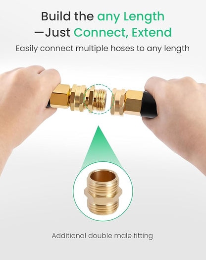 Cesun Short Garden Hose 5 ft, Small Metal Leader Hose, Drinking Water Hose, Flexible, Lightweight Stainless Steel Water Pipe for RV, Outdoor, Yard, 5ft x 5/8", Female to Female