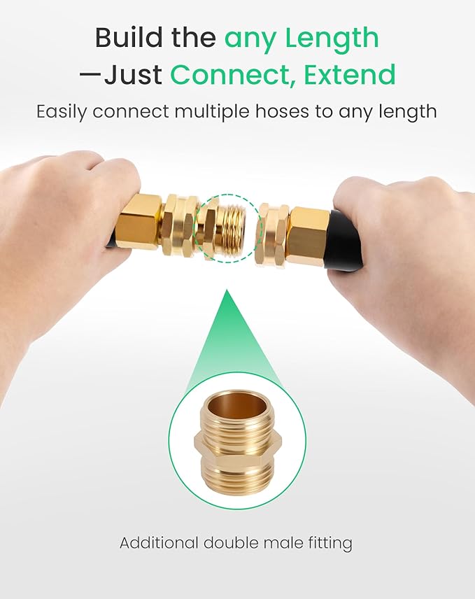 Cesun Short Garden Hose 3 feet, Small Metal Leader Hose, Drinking Water Hose, Flexible, Lightweight Stainless Steel Water Pipe for RV, Outdoor, Yard, 3ft x 5/8", Female to Female