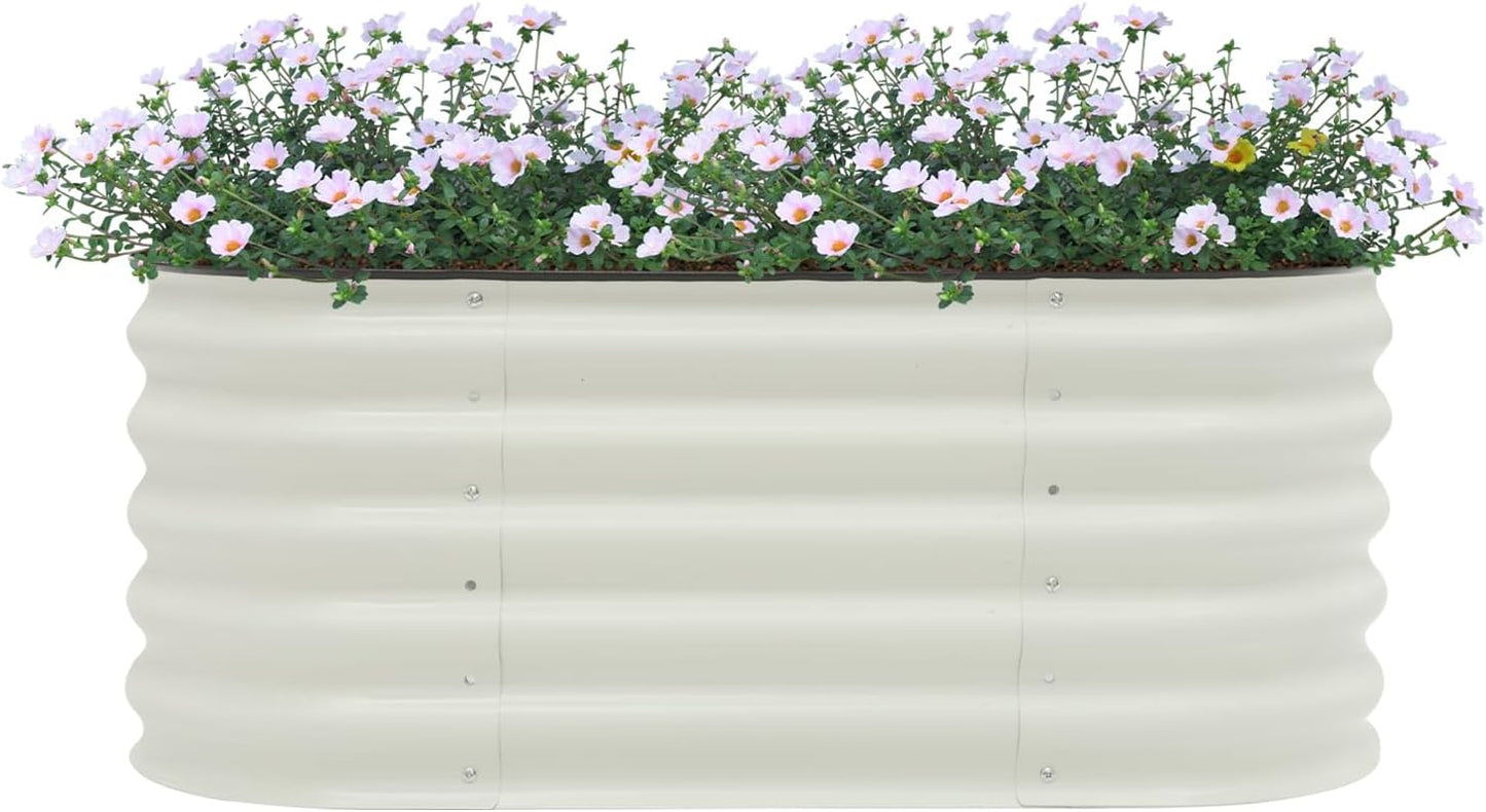 Galvanized Raised Garden Bed Kit, Large Oval Metal Deep Root Planter Box for Outdoor Gardening Planting Plants Vegetables Flower Herb (3.45ft)