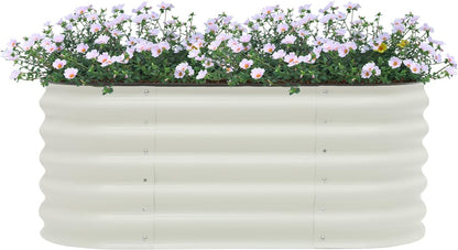 Galvanized Raised Garden Bed Kit, Large Oval Metal Deep Root Planter Box for Outdoor Gardening Planting Plants Vegetables Flower Herb (3.45ft)
