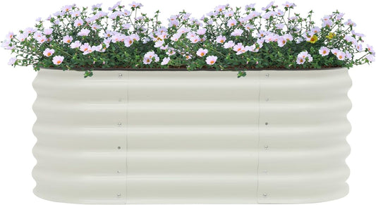 Galvanized Raised Garden Bed Kit, Large Oval Metal Deep Root Planter Box for Outdoor Gardening Planting Plants Vegetables Flower Herb (3.45ft)