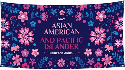Asian Asian American and Pacific Islander Heritage Month Banner 3 x 6 ft Outdoor Yard Garden Flag Party Decoration Poster