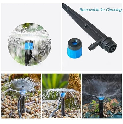 240FT Drip Irrigation Kit, Adjustable Plant Mister, Automatic Irrigation System, Mefape Sprinkler System, Garden Watering System for Greenhouse Yard Lawn, 1/2” 1/4” Drip Tubing
