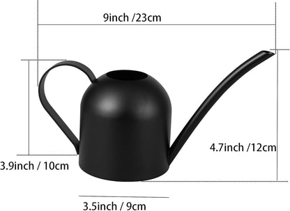IMEEA Small Watering Can for Indoor Plants Stainless Steel Watering Can with Long Spout 15oz/450ml, (Black)