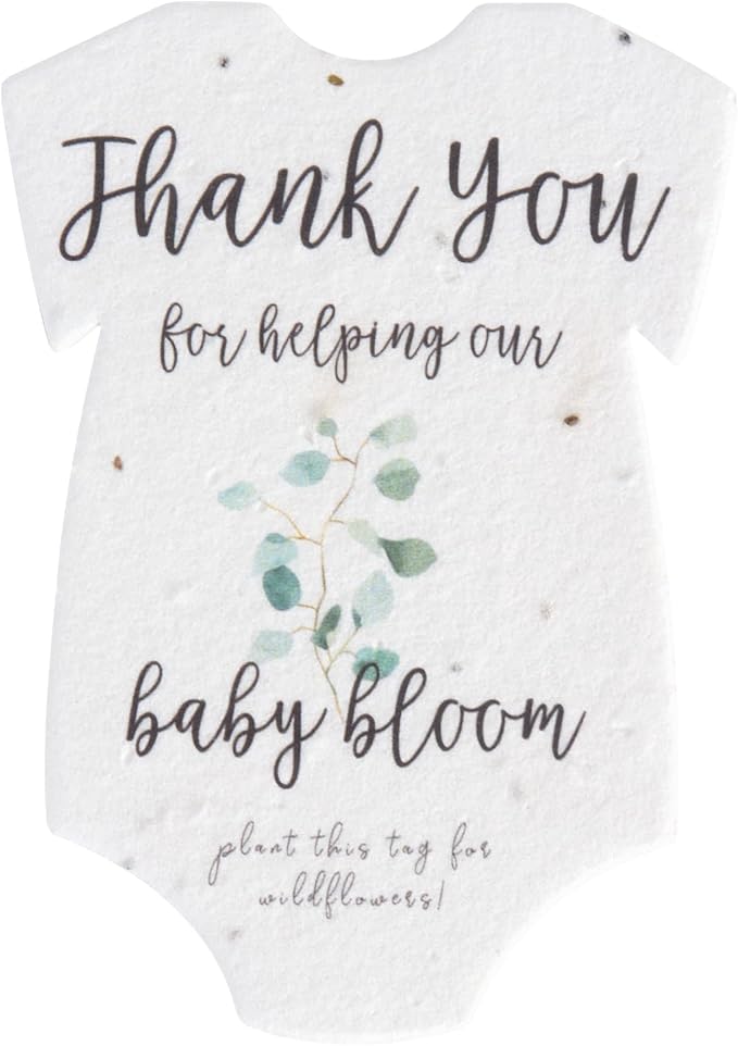 Onesie Seed Paper – 15 Green Baby Shower Favors for Guests with Wildflower Seeds, Writable & Plantable, Baby Shower Gifts for Guest