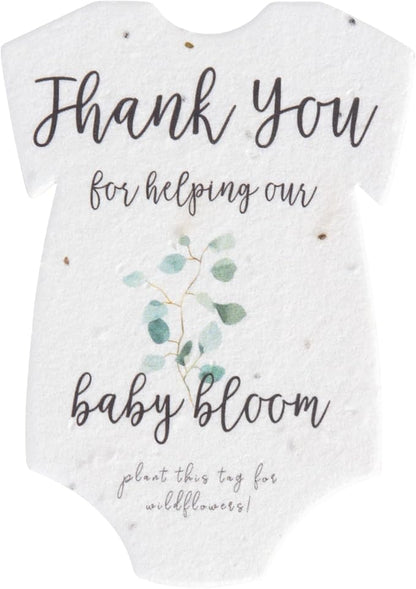 Onesie Seed Paper – 15 Green Baby Shower Favors for Guests with Wildflower Seeds, Writable & Plantable, Baby Shower Gifts for Guest