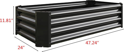 Galvanized Raised Garden Bed for Vegetables,Planter Raised Garden Boxes Outdoor,Metal Raised Garden Beds Steel Kit for Vegetables Flower Herb Patio Black Rectangle