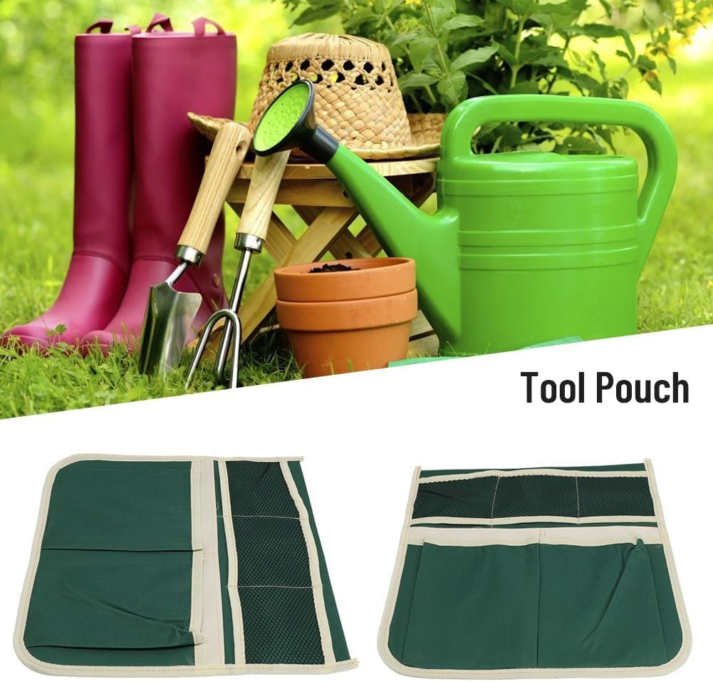 Foldable Garden Kneeler Stool With Waterproof Side Pouch For Tools, Portable Outdoor Seat And Kneeling Pad For Gardening, Yard Work, Planting, Weeding, And Comfortable Support In Green