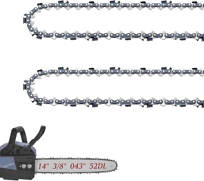 14 Inch Chainsaw Chain 3/8" LP Pitch .043" Gauge 52 Drive Links Fits EGO CS1400, WORX WG384, MILWAUKEE M18, KOBALT KCS4040-06, RYOBI RY40502-2 Chains