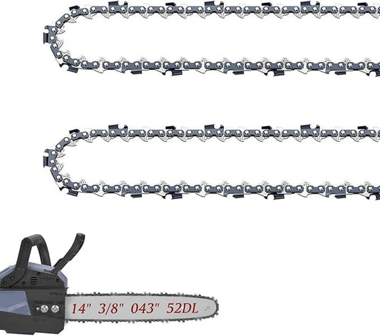 14 Inch Chainsaw Chain 3/8" LP Pitch .043" Gauge 52 Drive Links Fits EGO CS1400, WORX WG384, MILWAUKEE M18, KOBALT KCS4040-06, RYOBI RY40502-2 Chains