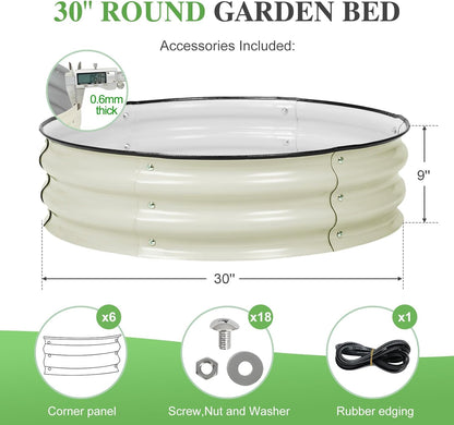 BPS Metal Raised Garden Bed, 2.5FT Diameter Galvanized Planter Raised Garden Boxes for Flower Planters, Vegetables Herb