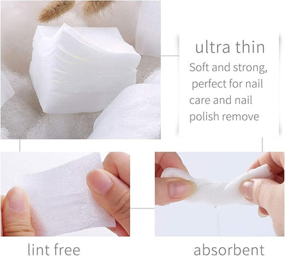 1000 PCS Thin Makeup Facial Cotton Pads, Square Facial Lips Eyes Makeup Remover Pads, Nails Polish Remover Cotton Pads, Non-Woven, Soft, Lint Free