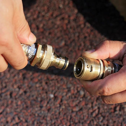 Garden Hose Quick Connect Solid Brass 3/4 inch GHT External Thread Easy Connect Fittings No-Leak Water Hose Male Quick Connector and Female product adapters (4 SETS)