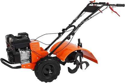VEVOR Tiller Cultivator, 212CC 4-Stroke Garden Cultivator, Tiller with 4 Steel Adjustable Rear Tines for Lawn, Garden and Field Soil Cultivation