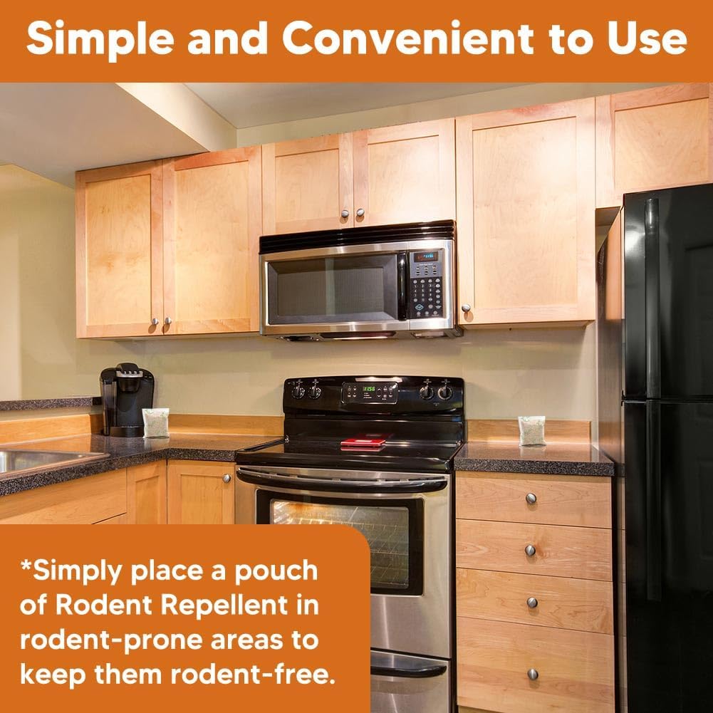 Rodent Repellent Pouches, Rodent Repellent for Car Engines, Mice Repellent Indoor, Natural Peppermint Mouse Repellent, Get Rid of Rodent/Rat & Mice, Safe for Children and Pets - 8P