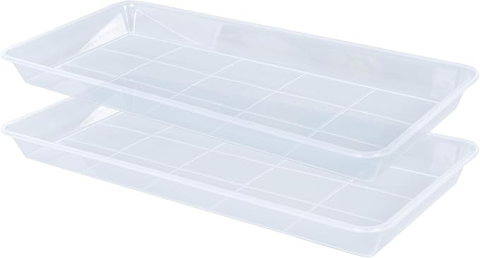 2 Pack Plastic Plant Saucer, Rectangular, Indoors Outdoor, Water Drip Tray for Flower Pot, Windowsill (5.5 x 10 Inch, Clear)