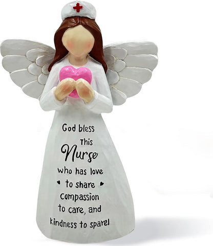 Nurse Gifts, Nurse Graduation Angle Figurine, Thoughtful Tabletop Decoration, Gifts for Women, Nurses, Female, Healthcare Workers, and Medical Graduates, Hand-Painted 5.9 Inches Resin Doll