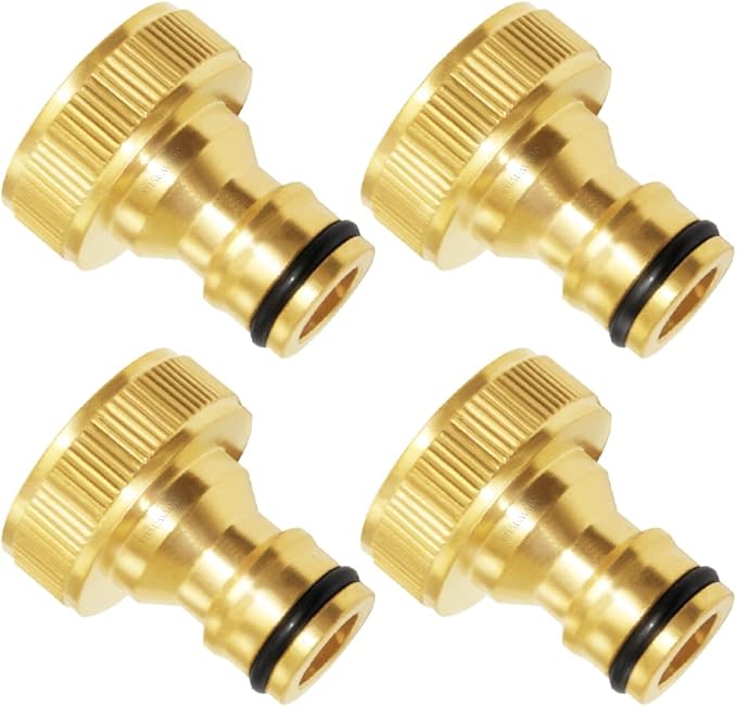Joywayus 4Pcs 3/4" GHT Female Brass Garden Water Hose Pipe Faucet Nozzle Quick Connect Adapter