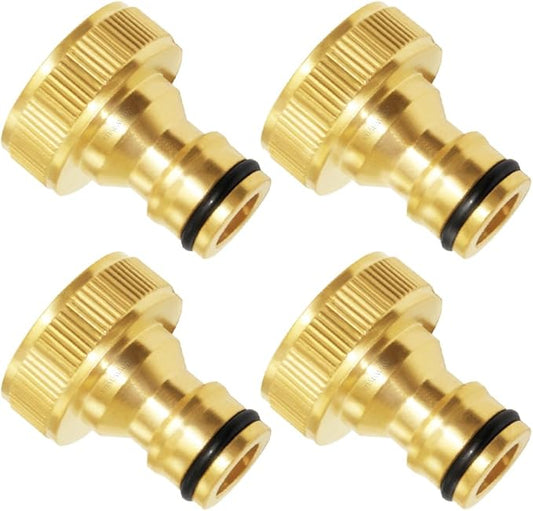 Joywayus 4Pcs 3/4" GHT Female Brass Garden Water Hose Pipe Faucet Nozzle Quick Connect Adapter