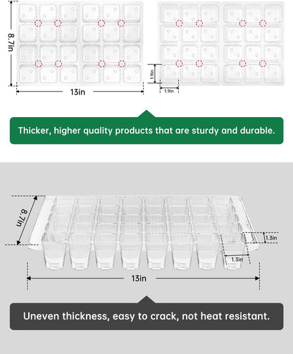 2 Packs Large Seed Starter Tray, Adjustable Brightness and Timer with 48 Full Spectrum LEDs, Seed Starter Kit with Drainage Holes, Tools and Labels for Indoor Plant Growing and Outdoor Gardening