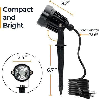 Outdoor Spotlights, Yard Spot Lights with Timer, 5W 120V RGB Colored Waterproof Memory Dimmable LED Landscape Light with Spiked Stand for Yard Lawn Pathway Tree Garden (4 Pack)
