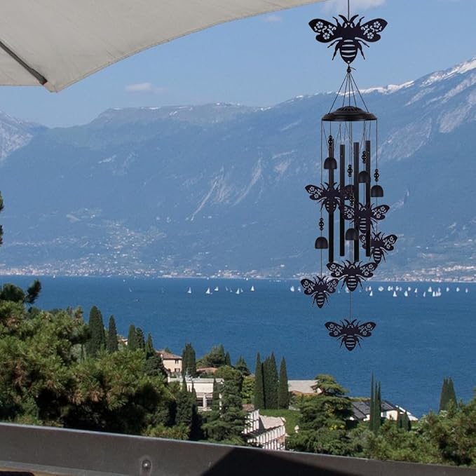 Bees Wind Chimes Outside Decor, Memorial Wind Chimes, Mobile Bee Bells, Music Wind Catcher, Bee Wind Chime for Home, Tree, Yard, Patio, Garden Decoration, Gifts for Bee Lovers, Festival Gifts for Mom