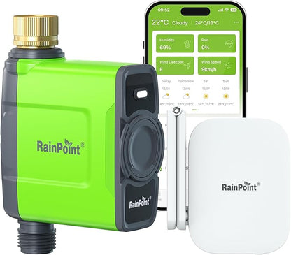 RAINPOINT WiFi Water Timer for Garden Hose, Smart Sprinkler Timer with WiFi Antenna Gateway, Automatic Irrigation Controller, APP Remote Control, Weather-Based Smart Watering, for Lawn, Garden