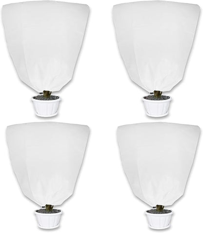 4 Pack Plant Covers Freeze Protection for Winter, 31.5''×23.6'' Frost Cloths for Outdoor Plants Cold Weather Blankets with Drawstrings