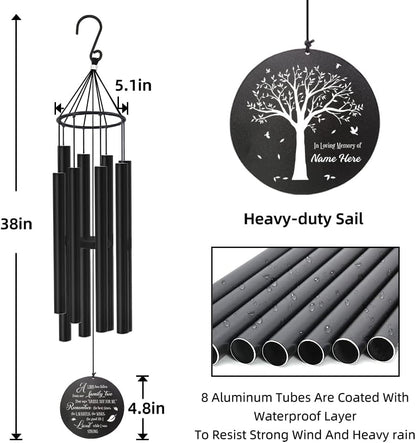 Personalized 36" Healing Memorial Wind Chimes for Outside, Bereavement Gift of Comfort for Loss of Mother, Father or Husband, A Soothing Remembrance for Your Garden and Patio