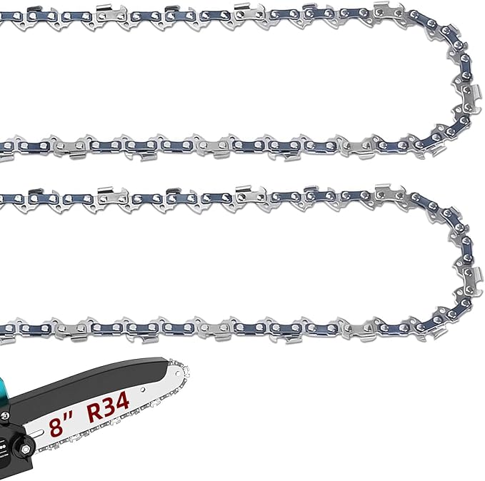 2 Pack 8 Inch Chainsaw Chain 043" Gauge, 3/8" LP Pitch, 34 Drive Links, Replacement Pole Saw Chain for 8" Bar Fit for DeWalt DCPS620, 20V MAX XR Li-Ion, Poulan, Craftsman and More R34