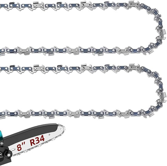 2 Pack 8 Inch Chainsaw Chain 043" Gauge, 3/8" LP Pitch, 34 Drive Links, Replacement Pole Saw Chain for 8" Bar Fit for DeWalt DCPS620, 20V MAX XR Li-Ion, Poulan, Craftsman and More R34