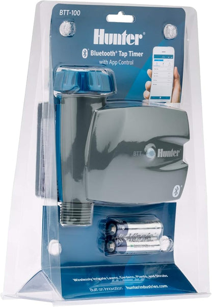 Hunter BTT Bluetooth Hose Timer, Smart Water Timer for Outdoor Faucet, App Controlled Irrigation for Lawn and Garden, Single-Zone Tap Time, Programmable, Battery Operated