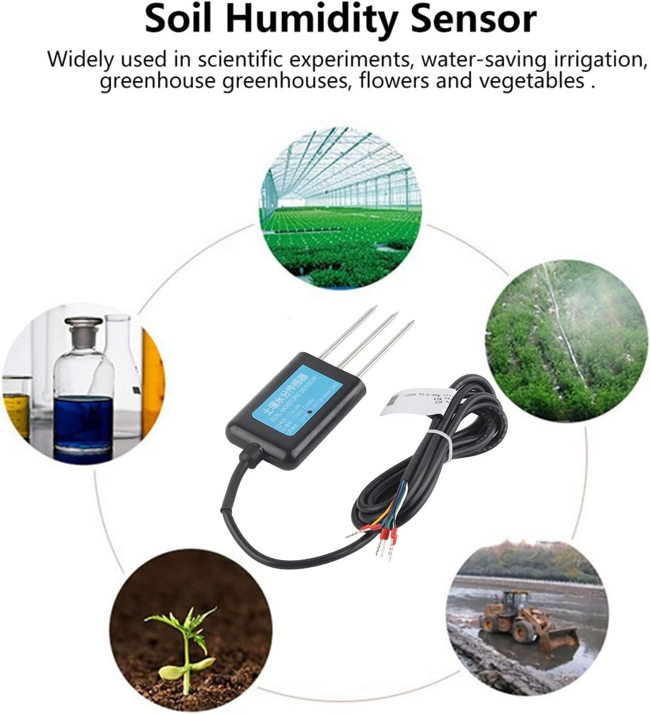 Soil Moistures Sensor, Soil Hygrometer Sensor Test Kit, 0-10v Output Waterproof Greenhouse Soil Moistures Humidity Sensor Tester Meter Soil Test Kits Plant Accessories Indoor