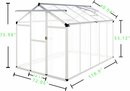 CQZY 6x10 FT Greenhouse for Outdoors,Green House for Outside,Silver