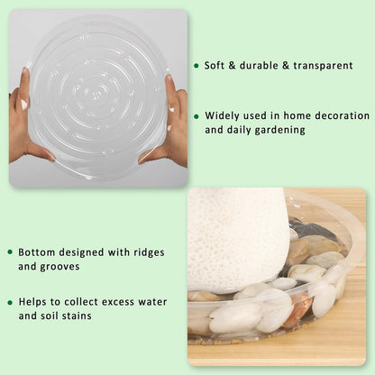 JERIA 10 Inch 20 Pack Clear Plant Saucers,Plastic Flower Pot Trays,Round Durable Plant Drip Trays for Indoor and Outdoor