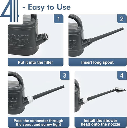 2 Gallon Watering Can for Outdoor Plants, Plant Watering Can with Removable Long Spout and Stainless Steel Sprinkler Head, Large Water Can for Garden Flowers Vegetables